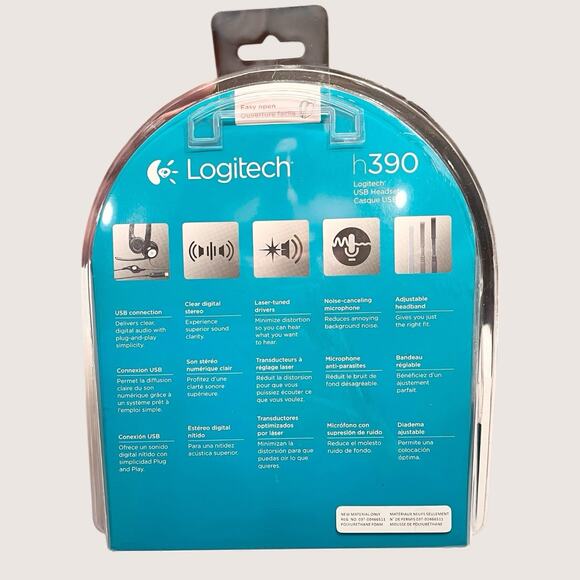 NIB LOGITECH h390 USB Headset with Noise-Canceling Microphone NEW - Picture 2 of 2